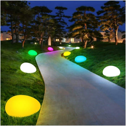 Luminösa trädgårdsstenar med färgbyte – Dekorativa LED stenlampor för utomhus och trädgård