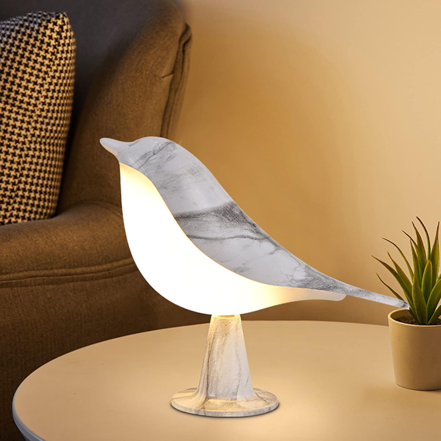 Modern trä LED bordslampa Fågel design