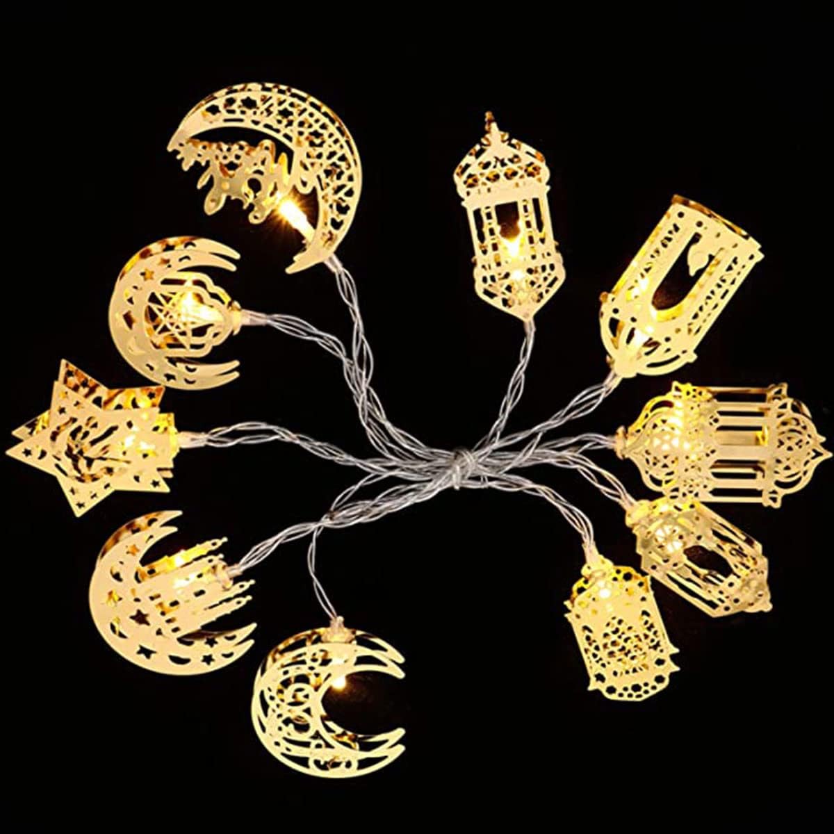 Färgglada LED-ljusslingor – Dekorativa ljus med måne- och lyktteman för hem och trädgård