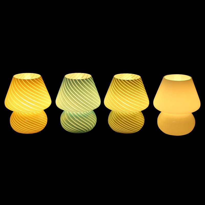 Svamplampa - Vintage Glaskvällslampa med Ränder