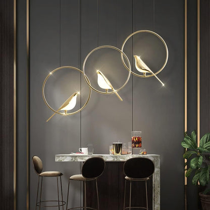 Kreativa Fåglar LED Cirkelslinga Hänglampa