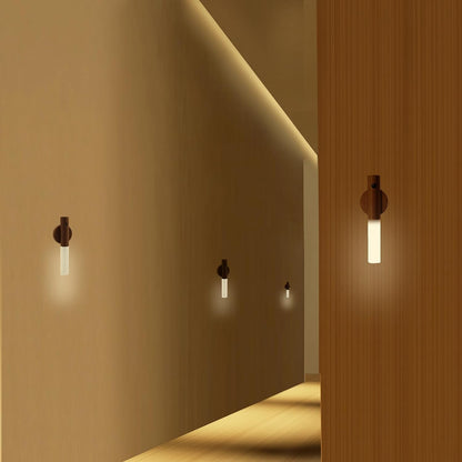 Vägglampa Trä Uppladdningsbar Rörelsesensor Lampa