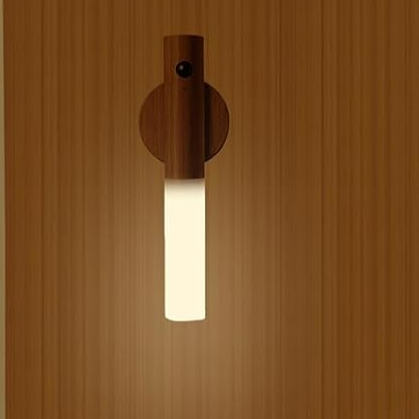 Vägglampa Trä Uppladdningsbar Rörelsesensor Lampa