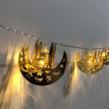 Färgglada LED-ljusslingor – Dekorativa ljus med måne- och lyktteman för hem och trädgård