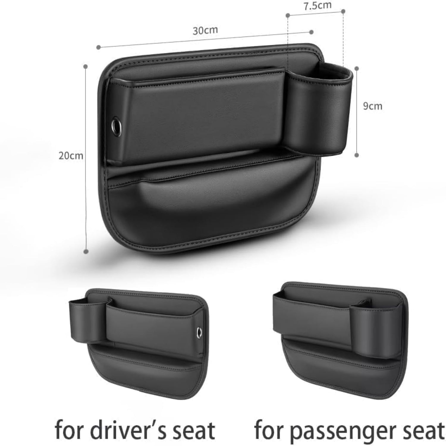 Bilstolssömsfyllare och organisatör för förare och passagerare 2-pack