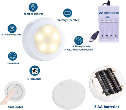 Royallure Trådlös Vägglampa Set om 2 med Fjärrkontroll – Dimmbar RGB Vägglampor med Timer &amp; Minne Funktion