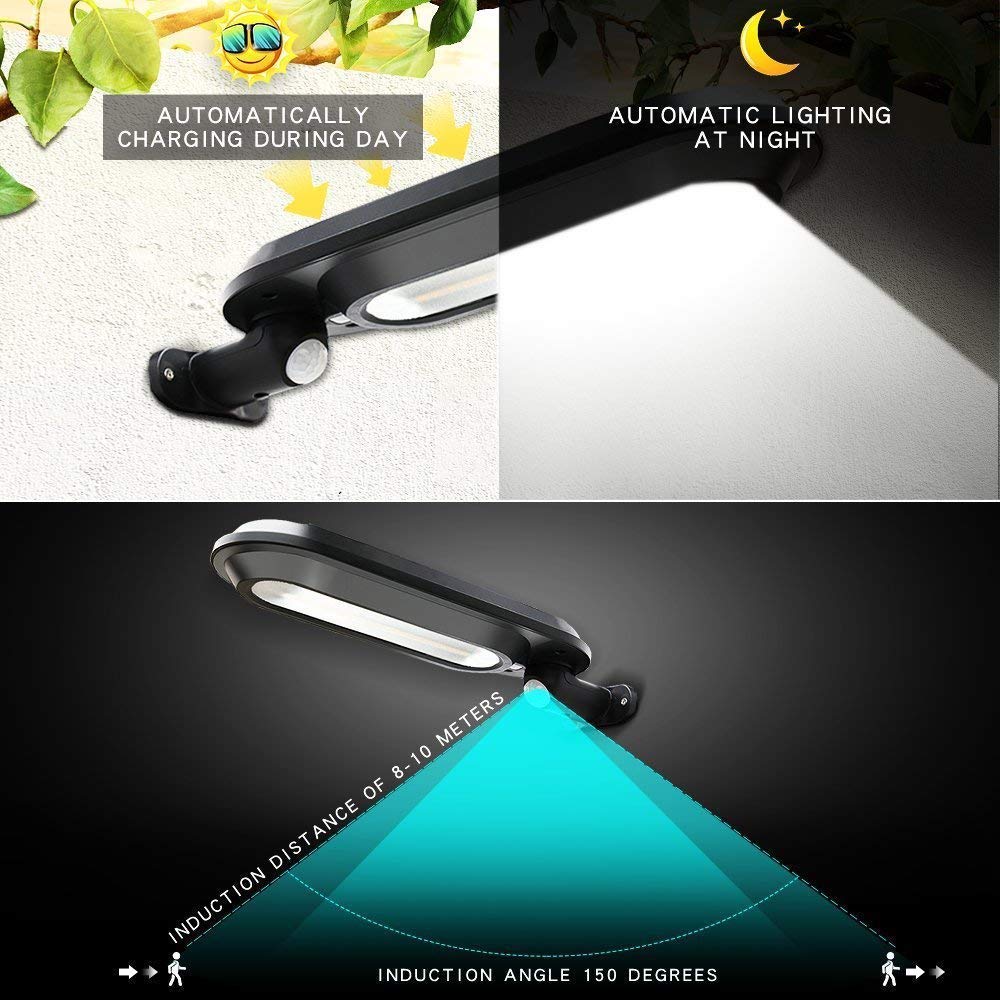 Solar vägglampa med rörelsesensor – LED utomhusbelysning för trädgård &amp; terrass