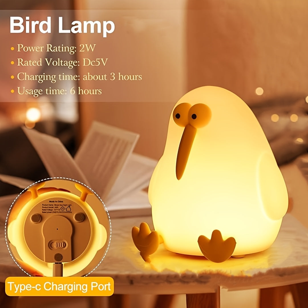 KiwiGlow - KiwiBird LED Nattlampa, USB-uppladdningsbar med dimbar touchsensor