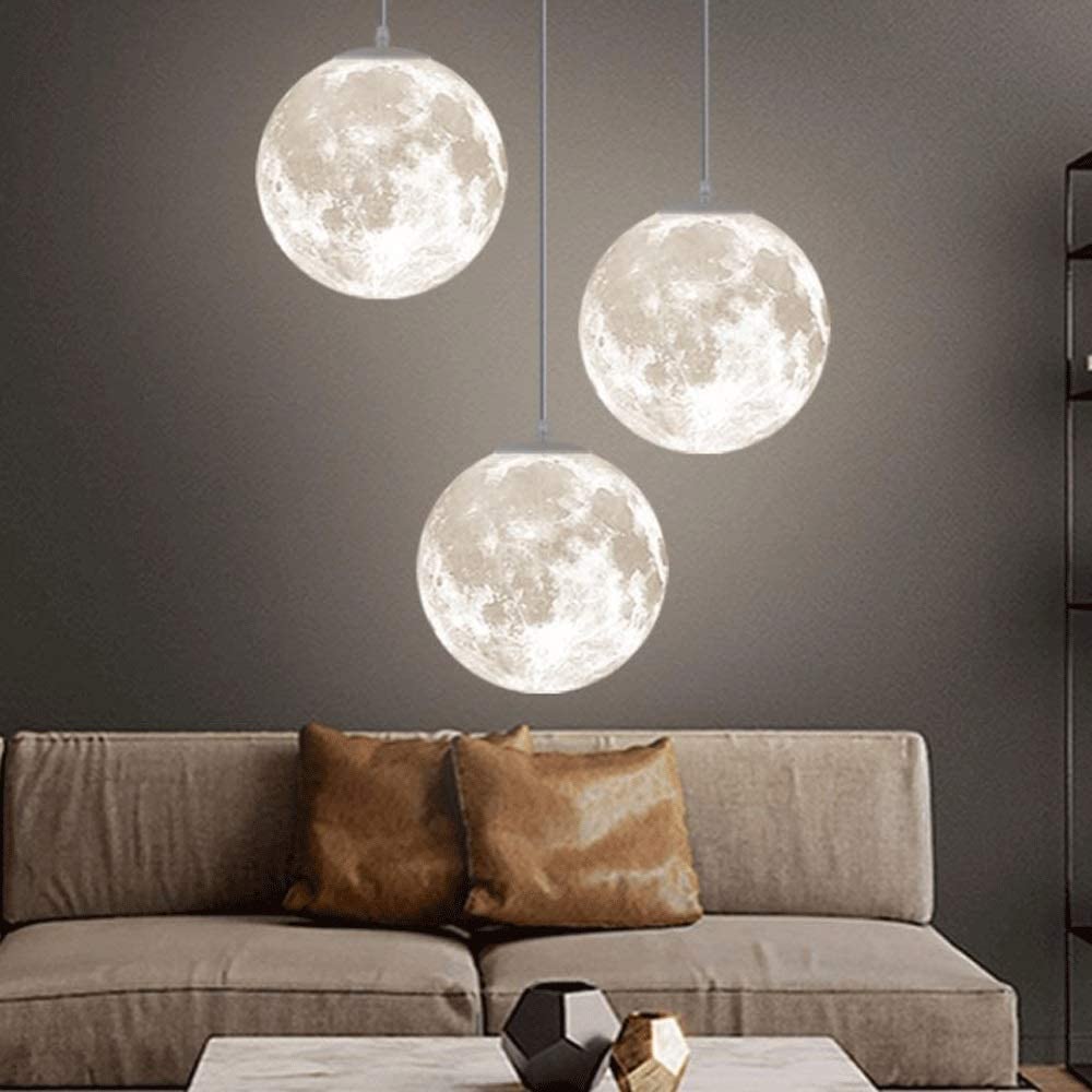 3D Mån Pendel Lampa | Touch Control LED Lampa för Sovrum