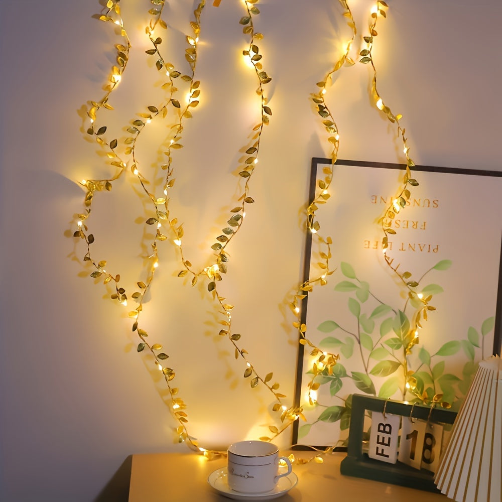GoldenLeaf - Gyldne LED Blad Fejlampor för Inomhusdekoration
