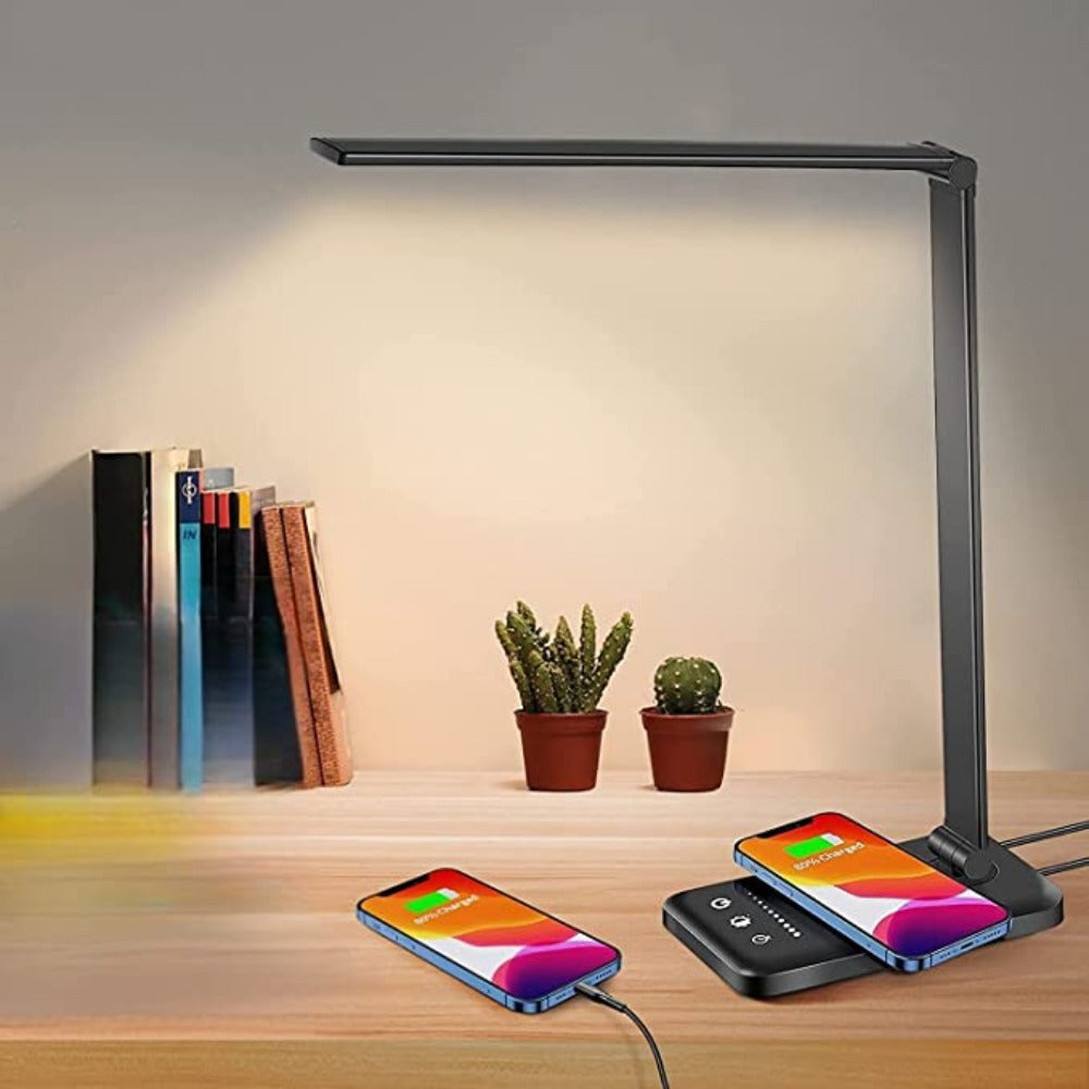 LED Bordsbelysning - Lampa med USB Laddport, 5 Ljusstyrkor och Justerbar Klarhet