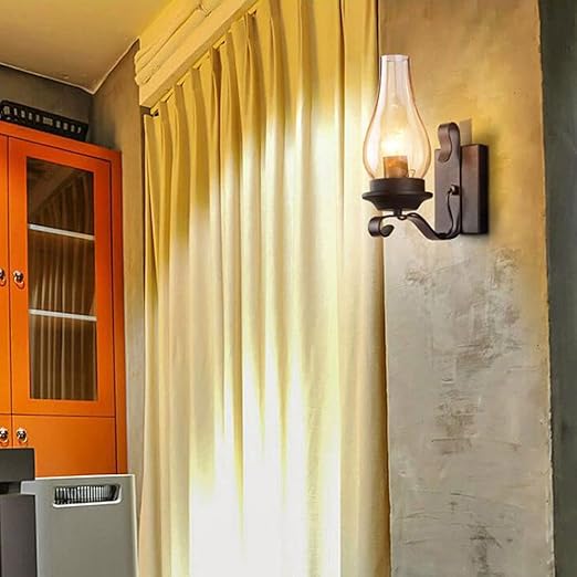 Retro industriell järn vägglampa