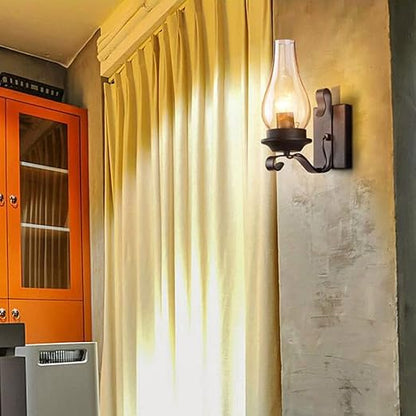 Retro industriell järn vägglampa
