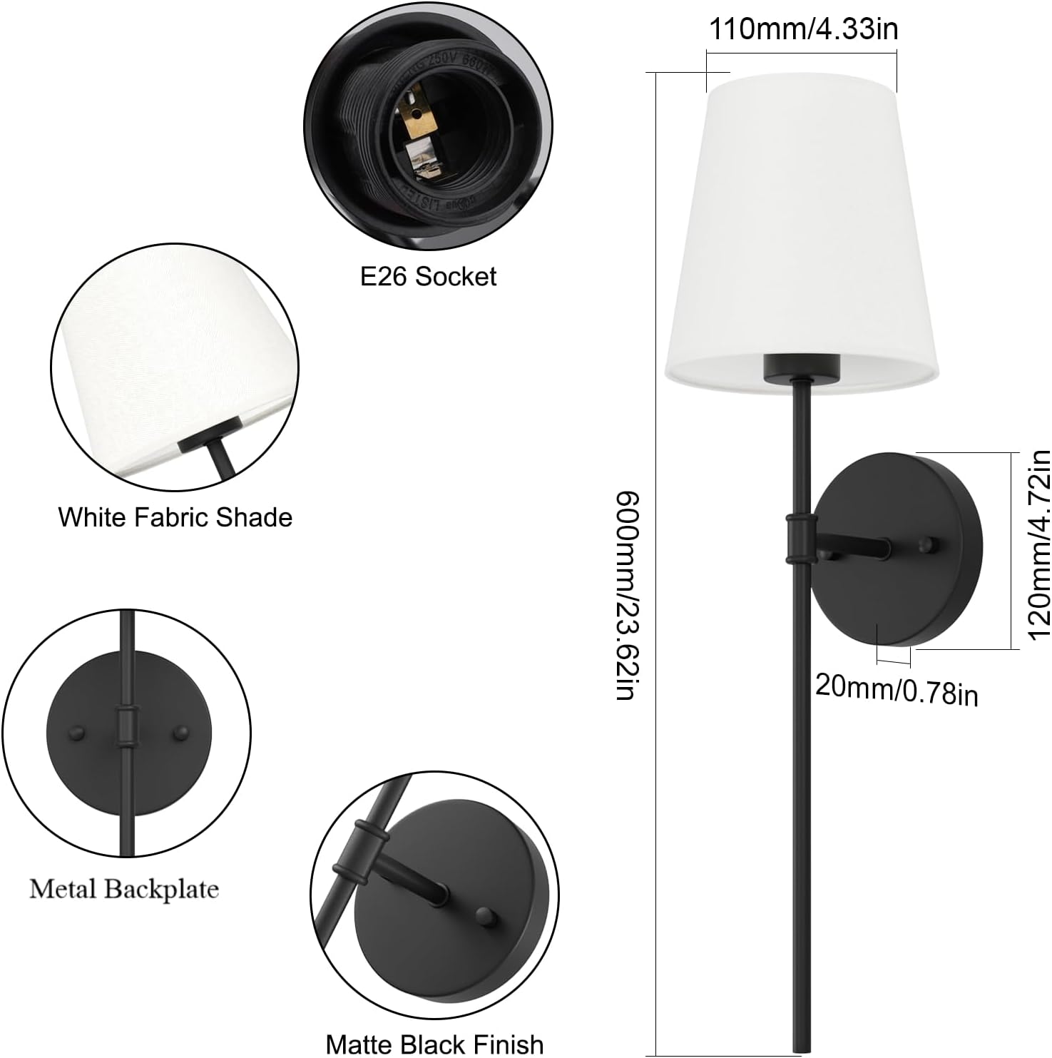 Eleganta vägglampor set om 2