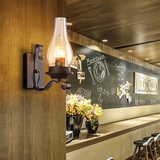 Retro industriell järn vägglampa