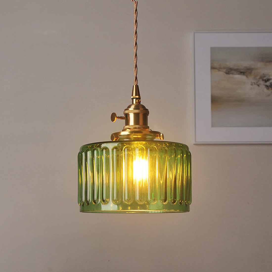 Cylinder Glass Pendant Light | Vintage Elegance | Justerbar Höjd 59&quot; | Varm Glöd för Moderna Hem | Brick by Brick
