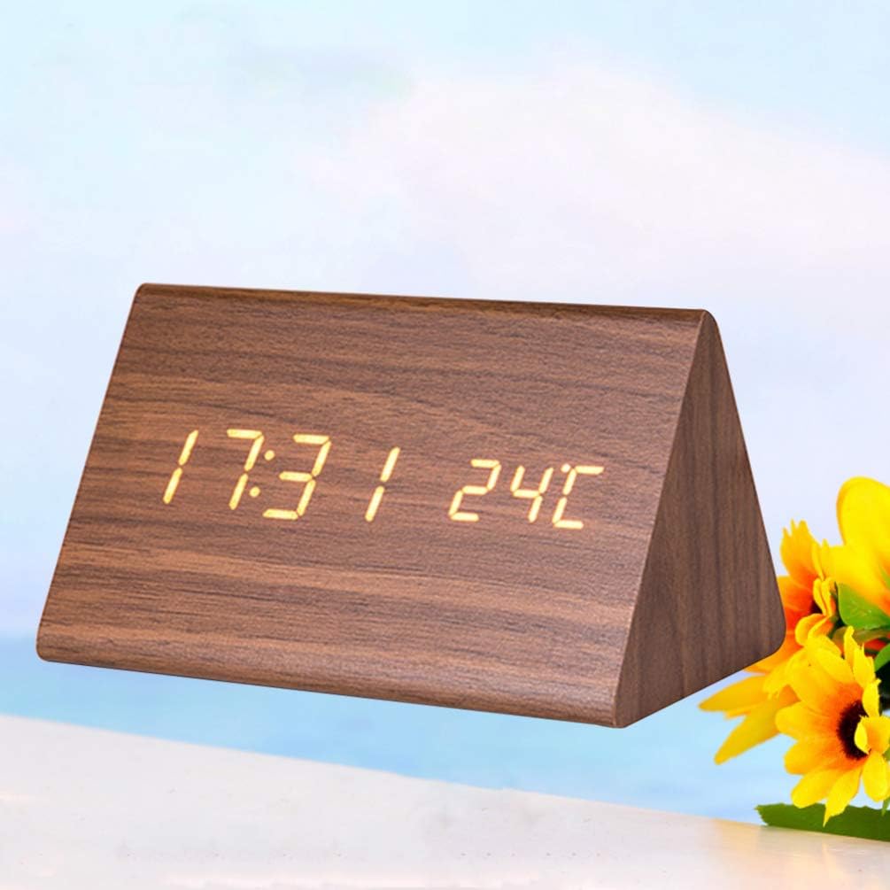 Väckarklocka Digital Trä LED Skärm