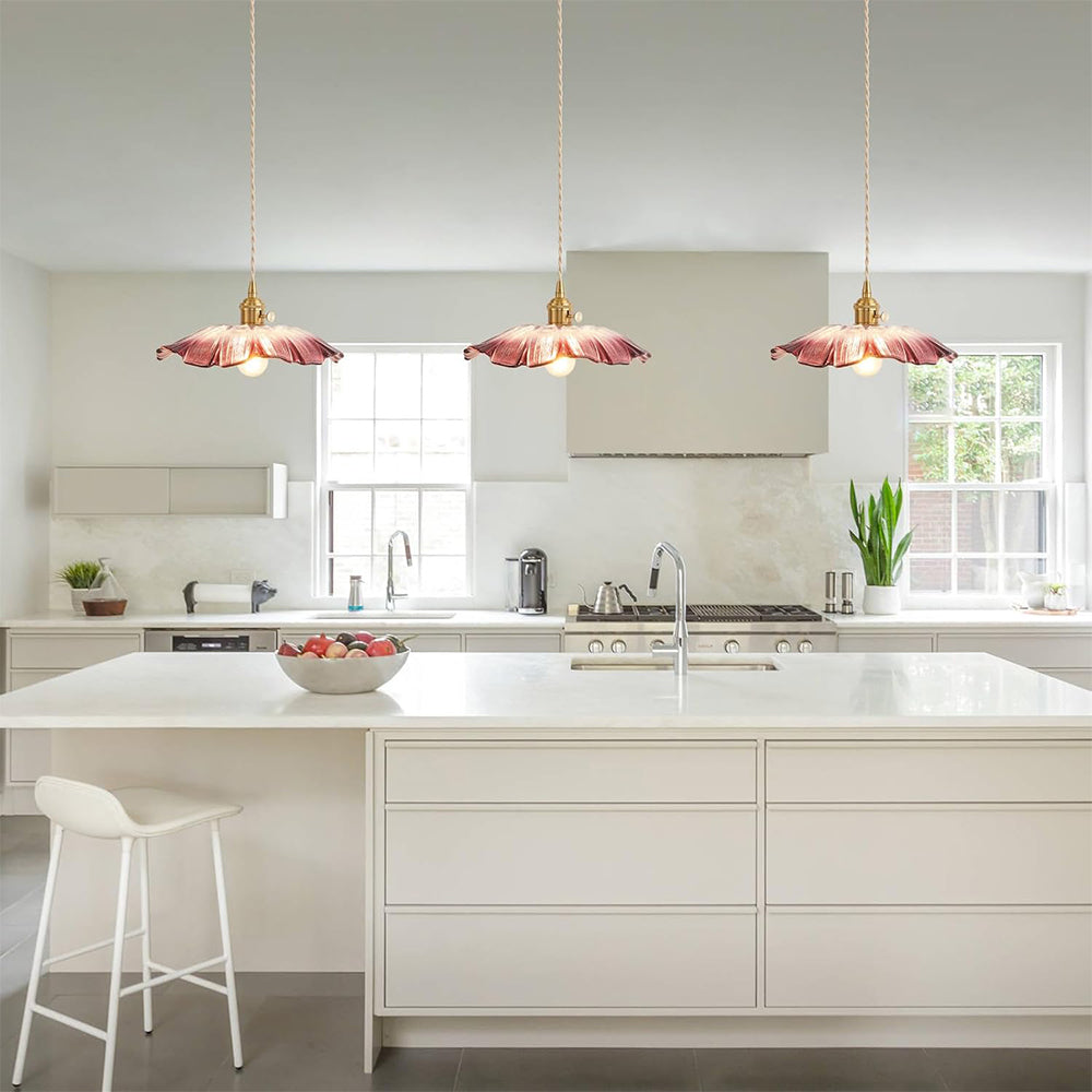 Vintage Floral Glass Pendant Light Fixture for Dining Room - Elegant Retro Design to Illuminate Your Space