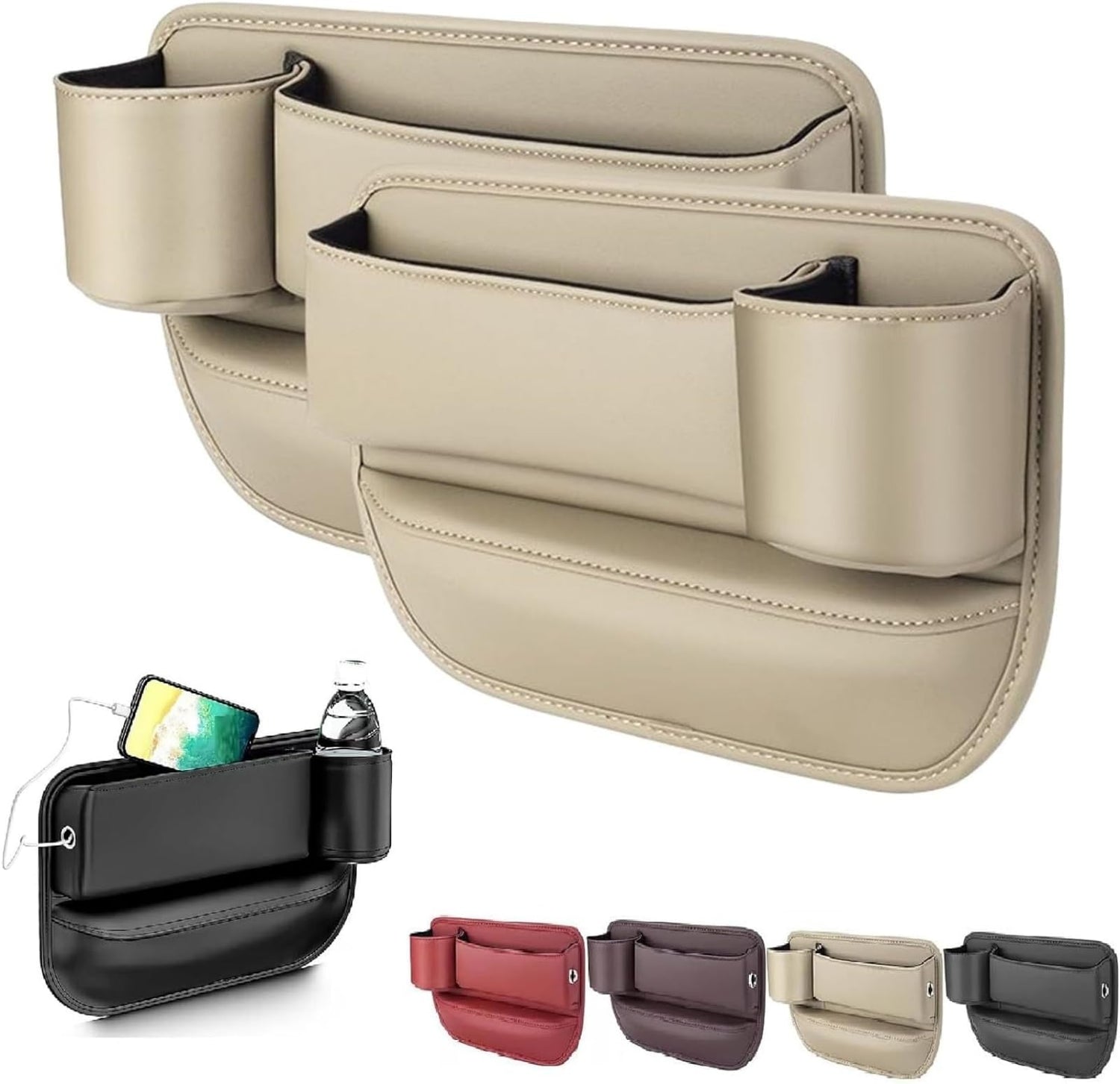 Bilstolssömsfyllare och organisatör för förare och passagerare 2-pack