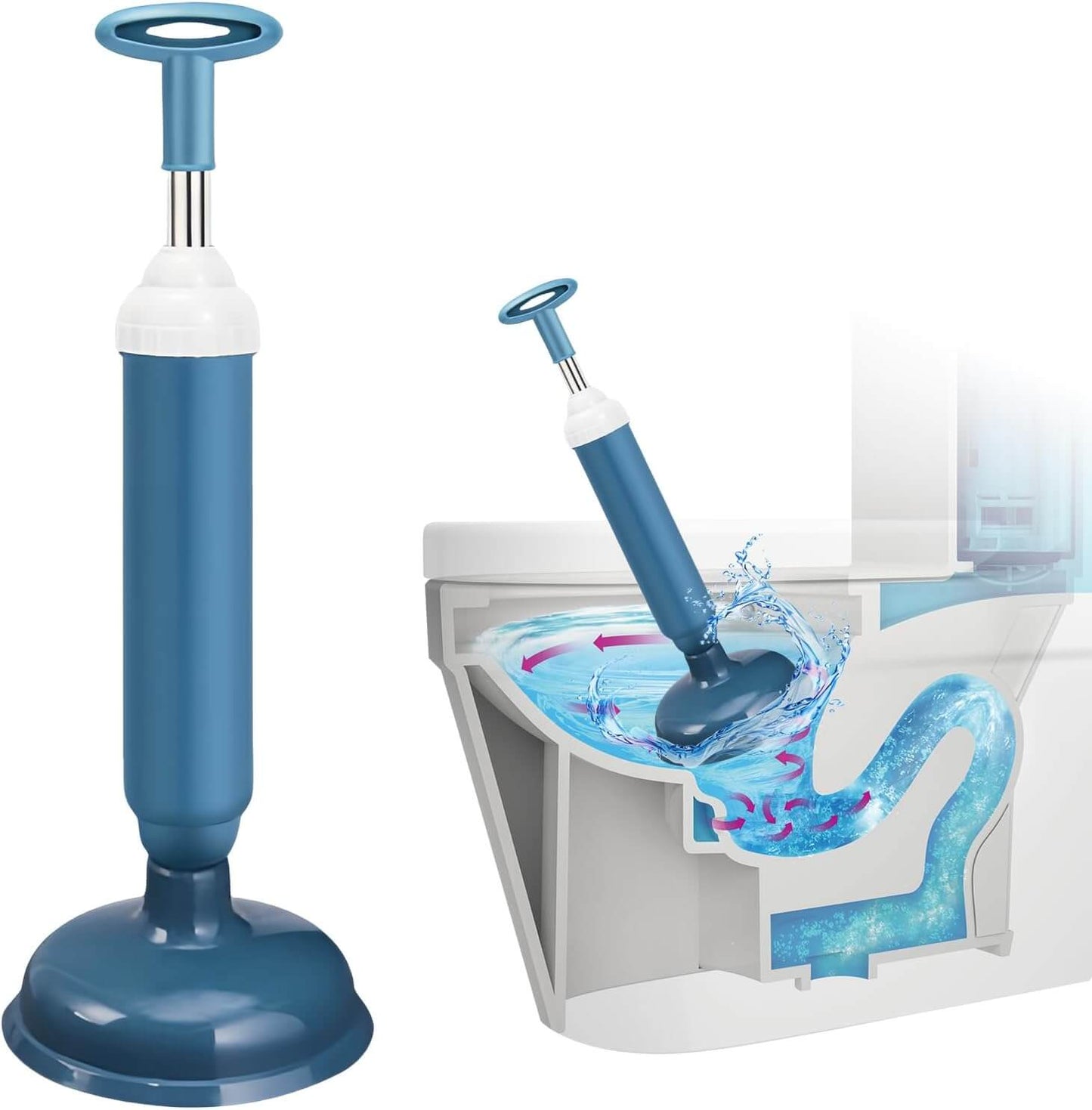 Royallure Högtrycks Silikon Toalett Plungers – Teleskopisk Pump, Anti-Tilltäppningsverktyg