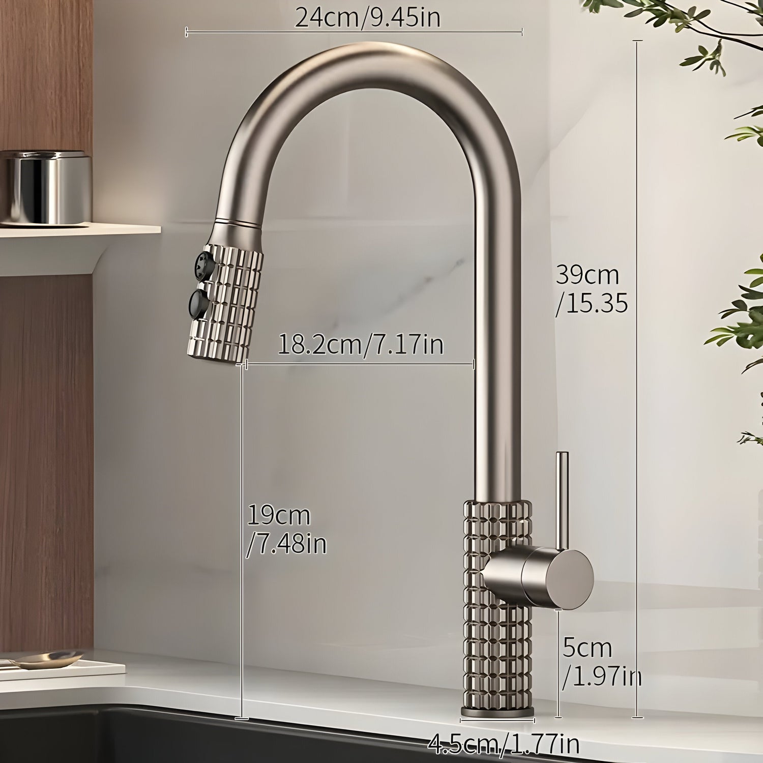 QuintaFlow - Hög båge metall kökskran