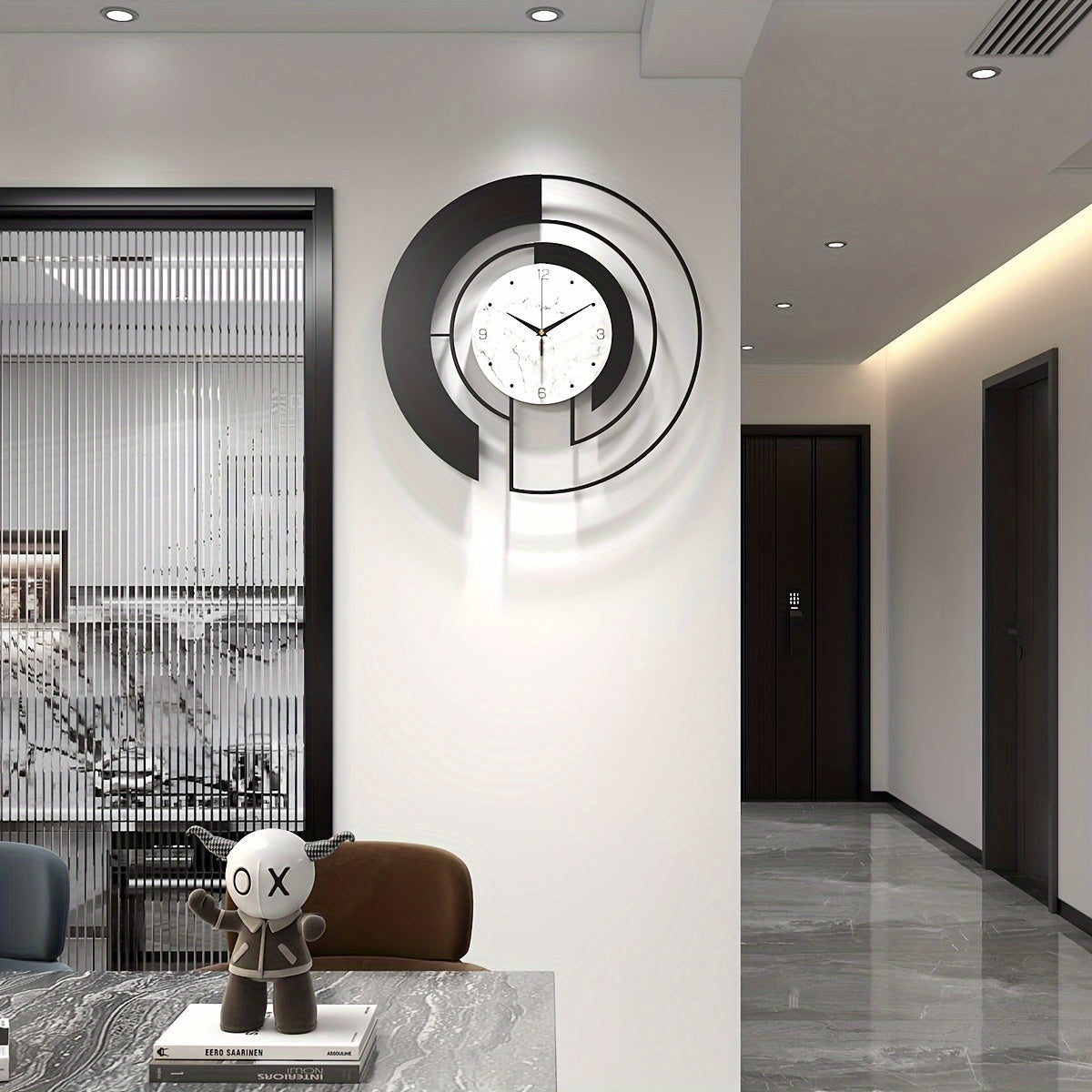 Tidlös Geometri Svart Metall Väckarklocka