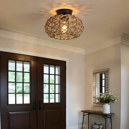 BohoGlow Nest - Kust Vävd Hamprep Bur Lampa