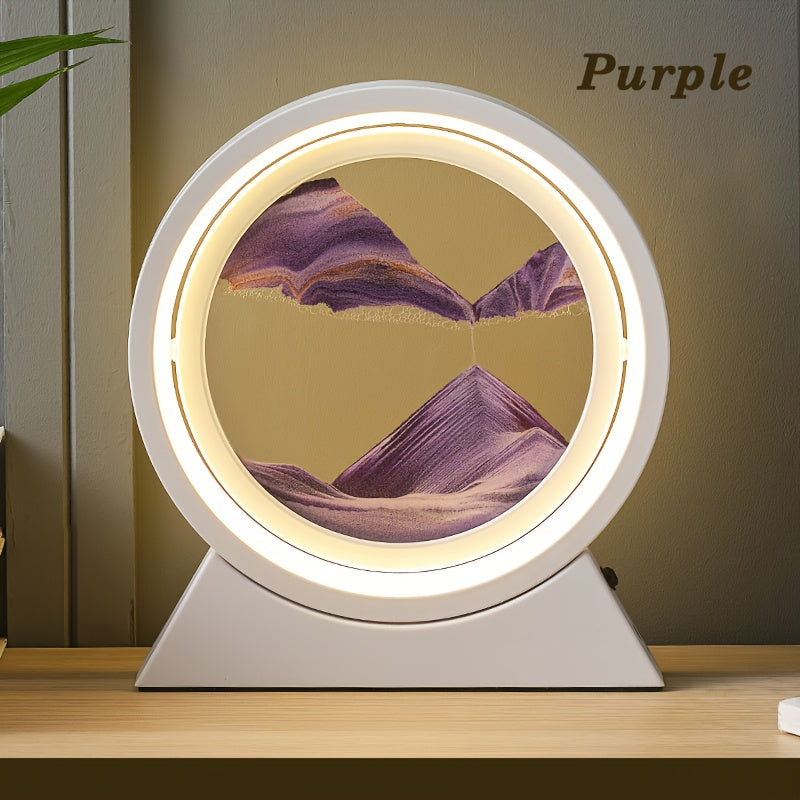 LumiSand - 3D Rörlig Sandmålning LED Bordslampa, Glas Sandscen Nattljus, Romantisk Hemdekoration
