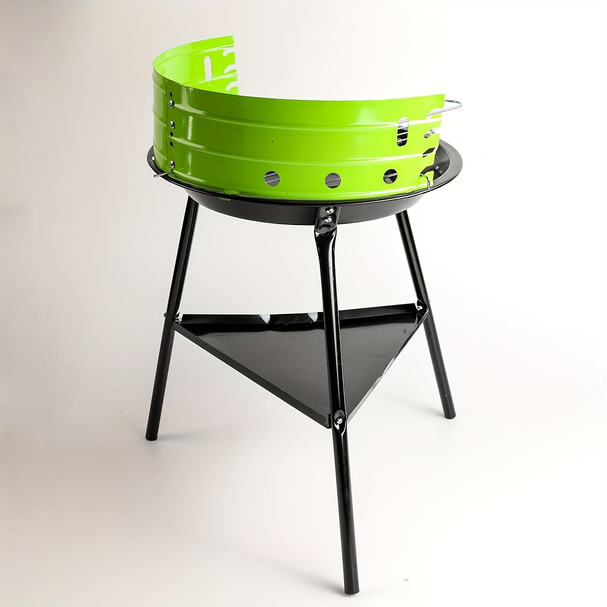 Carvallo Bärbar Runt Grill med Vindskydd | Kompakt & Väderbeständig | För Trädgård, Terrass & Camping