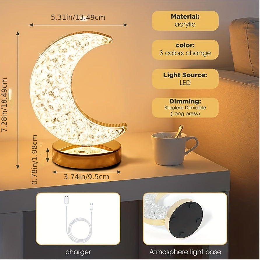 SterLamp - Dimbart Kristallbordslampa med Touchkontroll