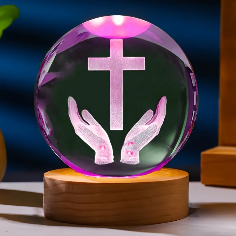 CrystalGlow - Traditionell 3D Graverad Kristall Nattlampa