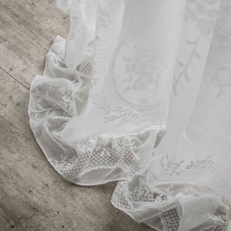 Ruffle Lace Gardin Hål-Ut Transparenta Gardiner
