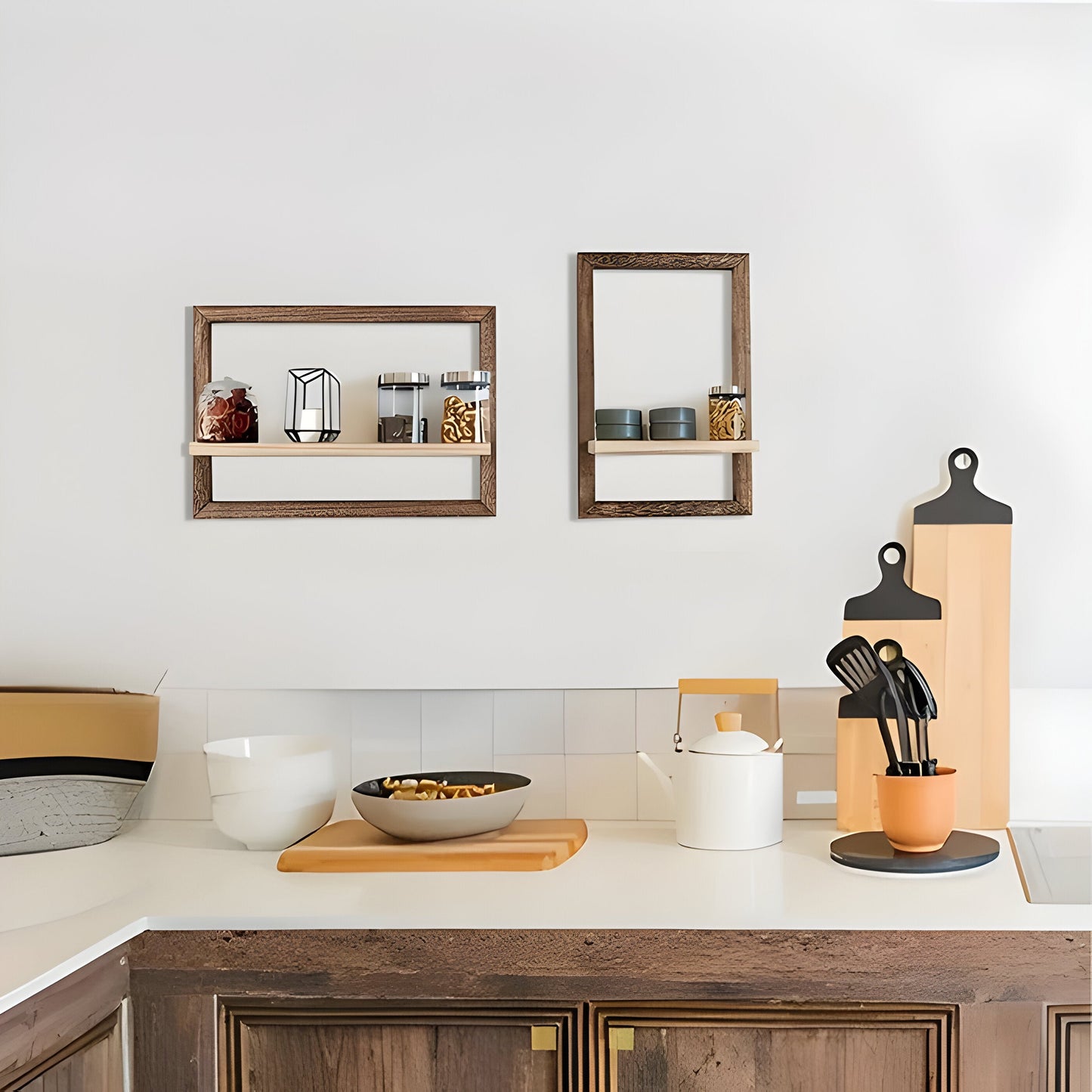 RustiFrame Set - Vintage Trä Vägg Fyrkantig Utställningsset