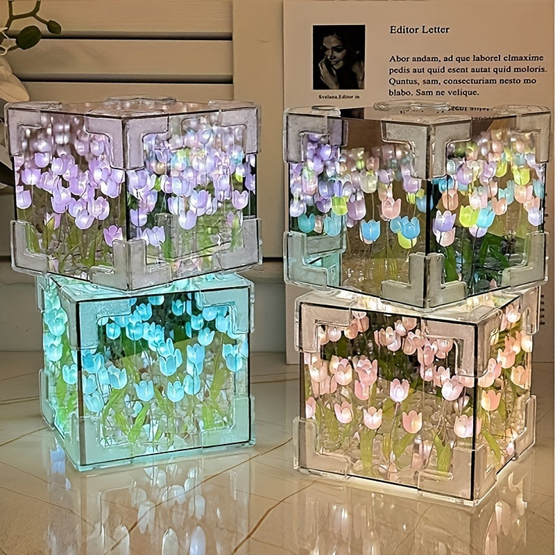 TulipGlow - Handgjord Tulpan LED Nattlampa och Spegel