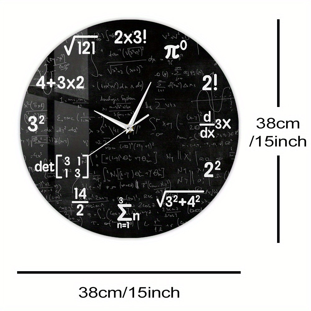 MathMirror - Stilla Akryl Väggklocka med Matematiska Formler