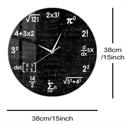 MathMirror - Stilla Akryl Väggklocka med Matematiska Formler