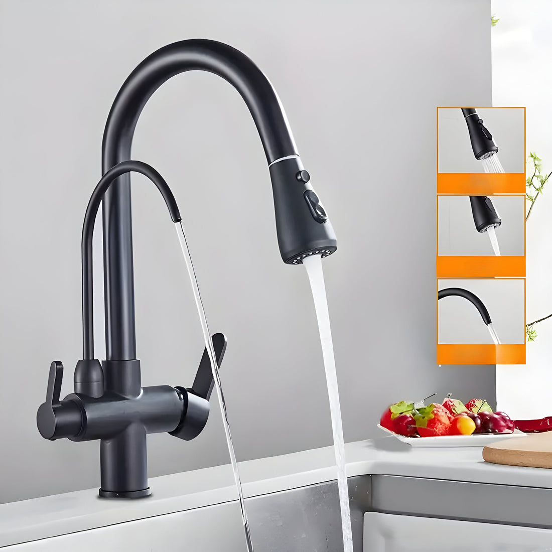 OrbiTap - Blandare med två handtag och filtersystem