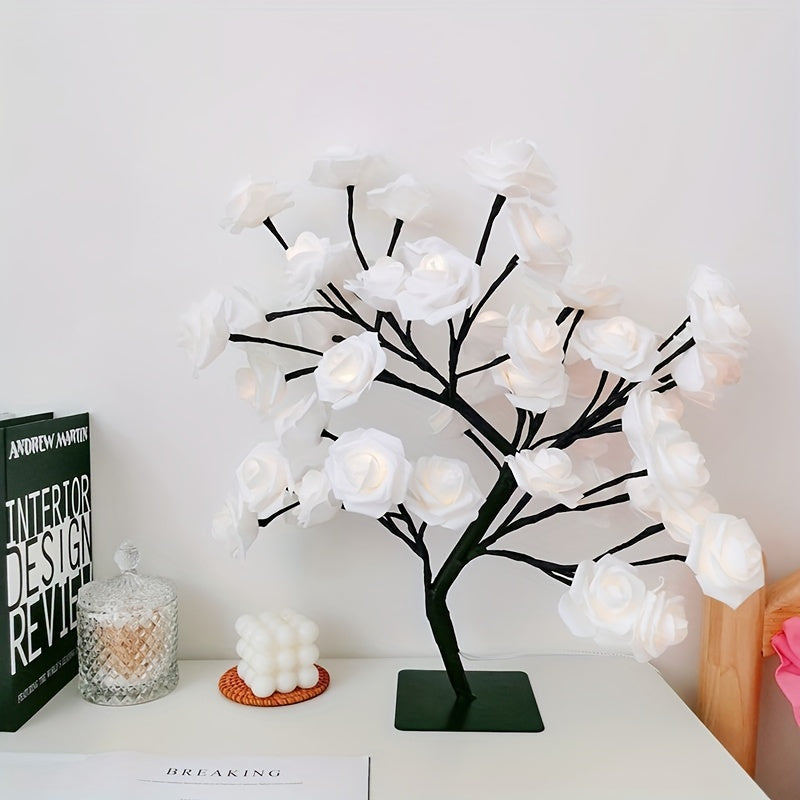 RozenLicht - LED Blomsterbordslampa med USB, Stämningsbelysning
