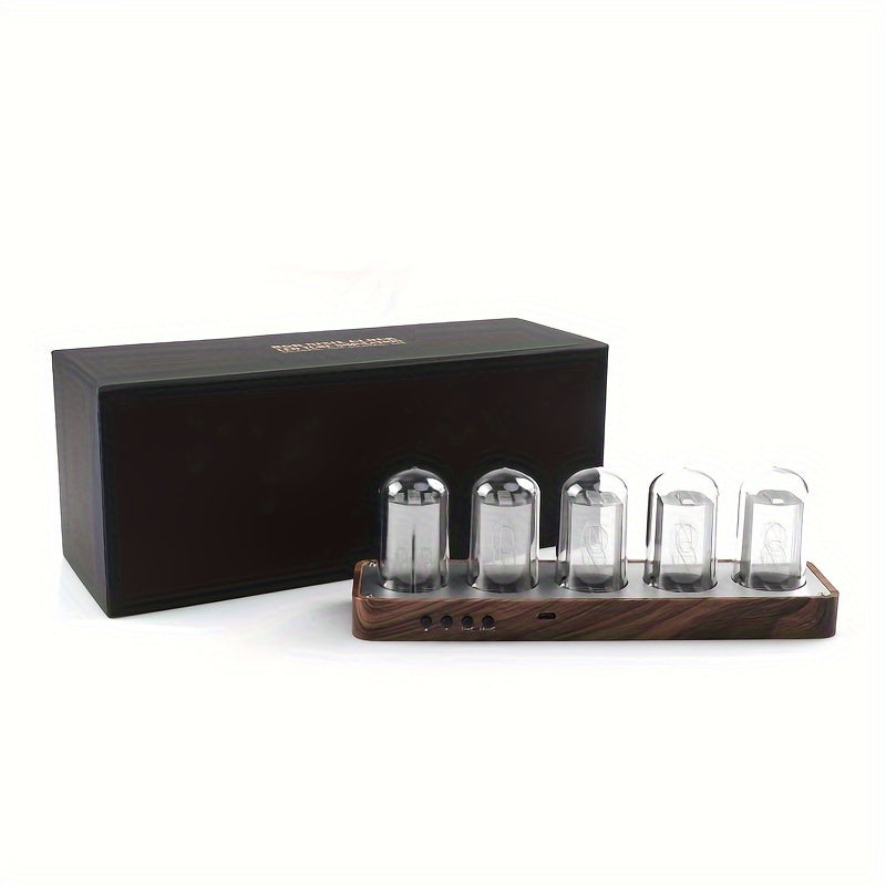 ClocTeck Nixie Tube Klocka - Retro Digital Skrivbordsklocka, Stöder Wi-Fi Tidskalibrering (Valnötsträ)