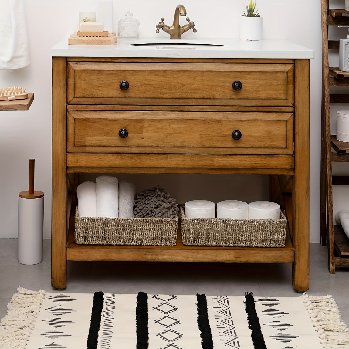 Handgjort Sjögräs Förvaringskorg – Idealisk för Badrum och Toalett