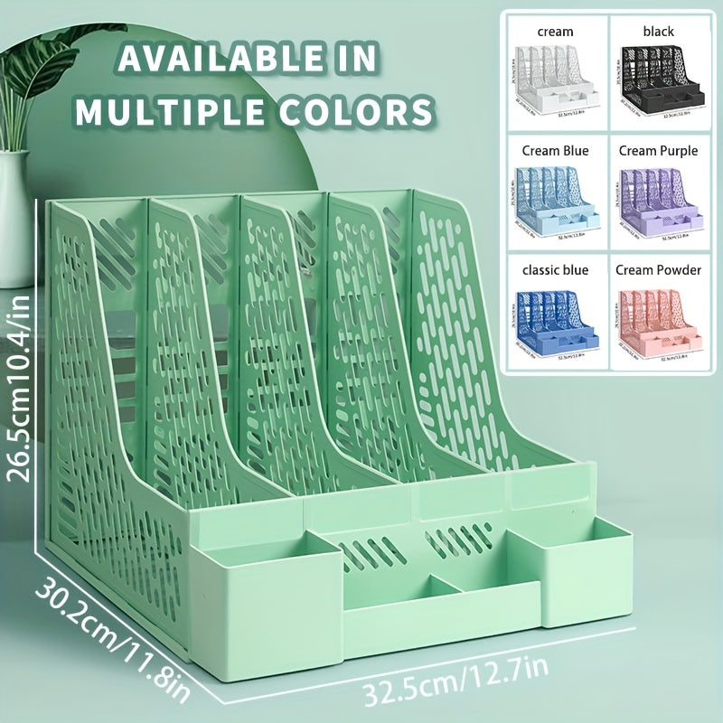 Skrivbordsdokumentorganisatör – 4 fack, utrymmesbesparande, avtagbar och lämplig för kontorsmaterial