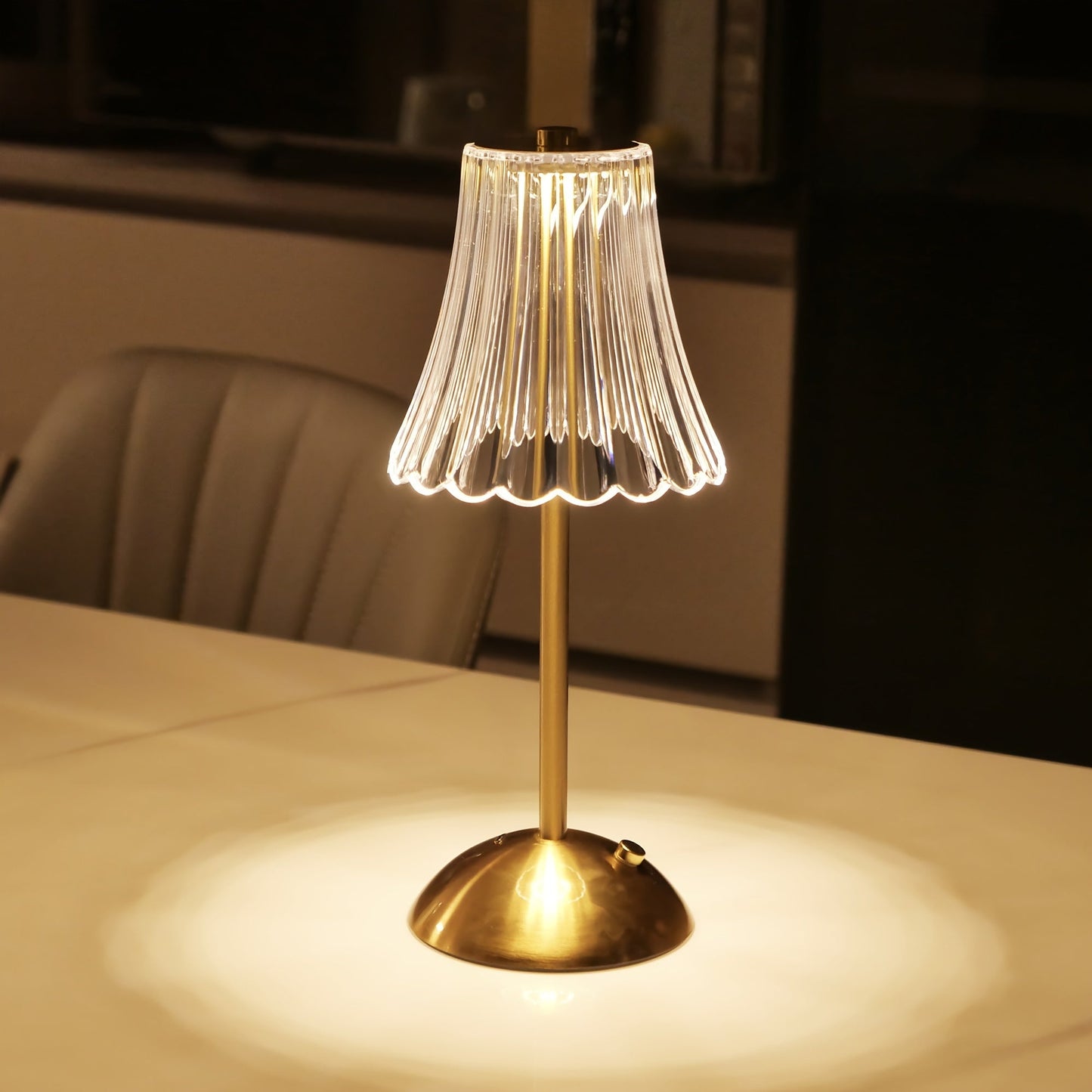 Crystaluxe - LED Kristallbordslampa med Touch-kontroll, Tre färger Ljus