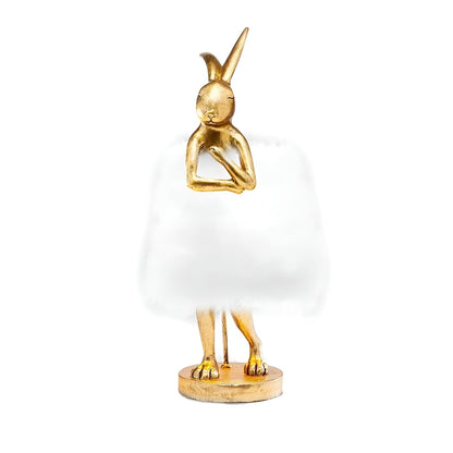FluffRabbit Lampa - Elegant Kaninbordslampa med Fjäder