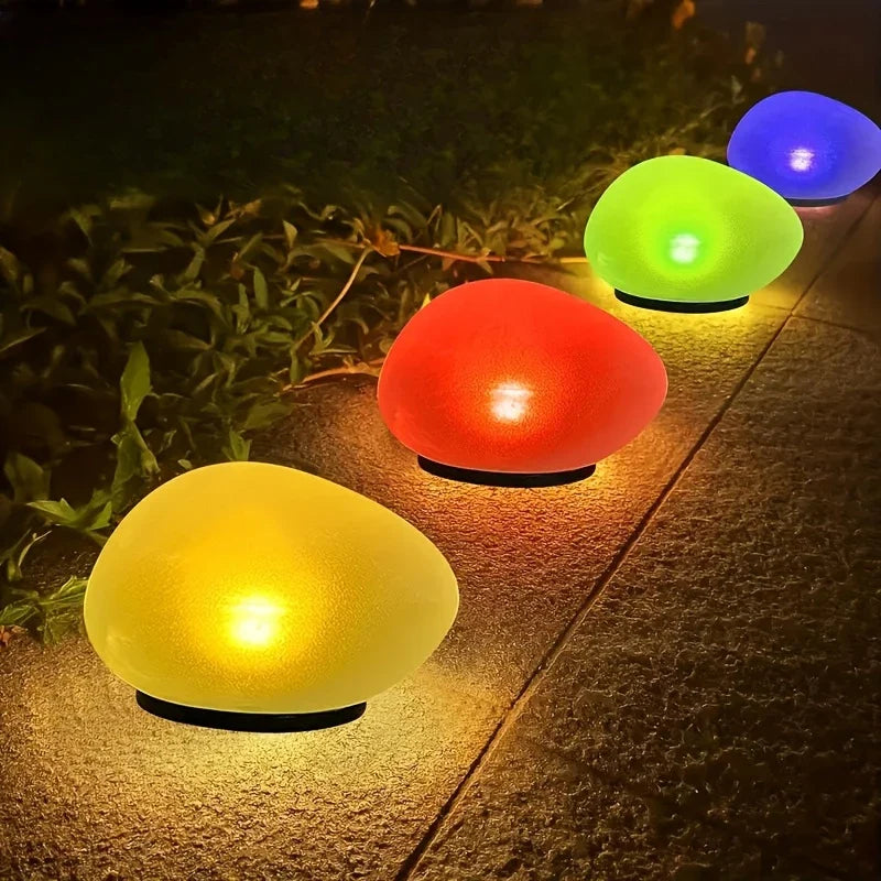 Luminösa trädgårdsstenar med färgbyte – Dekorativa LED stenlampor för utomhus och trädgård