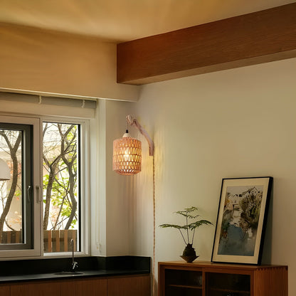 Hängande lampa i boho-stil – Handvävd lampskärm av naturfiber | Ideal för matsal &amp; sovrum