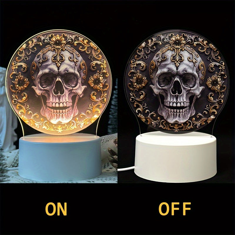 LumiSkull - USB Schedellampa, Färgglad Akryl Bordslampa för Sovrum och Halloween Dekoration