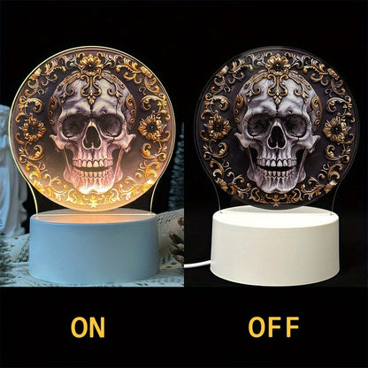 LumiSkull - USB Schedellampa, Färgglad Akryl Bordslampa för Sovrum och Halloween Dekoration