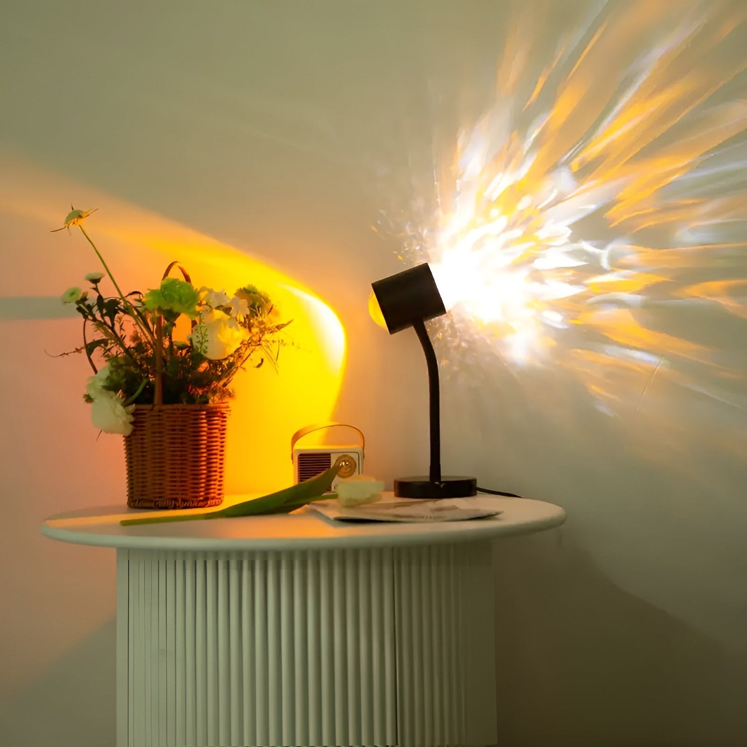 Projekteringlampa med dubbelhuvud – solnedgångsljus för atmosfärisk heminredning