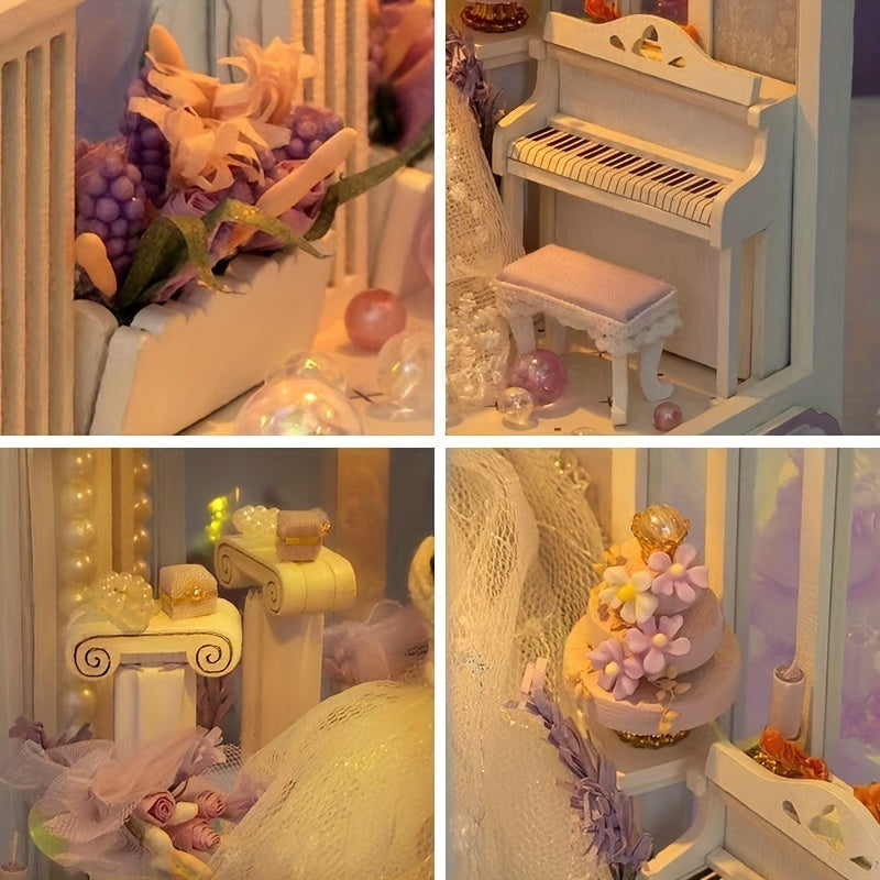 DIY Bröllopsdockhus – 3D Byggsats med Belysning och Dekorativa Möbler