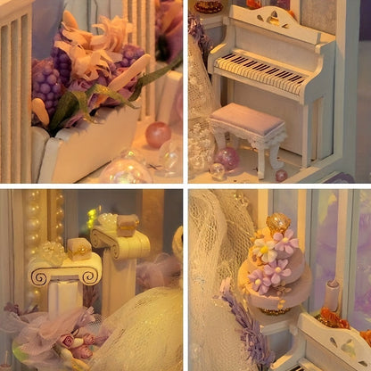 DIY Bröllopsdockhus – 3D Byggsats med Belysning och Dekorativa Möbler